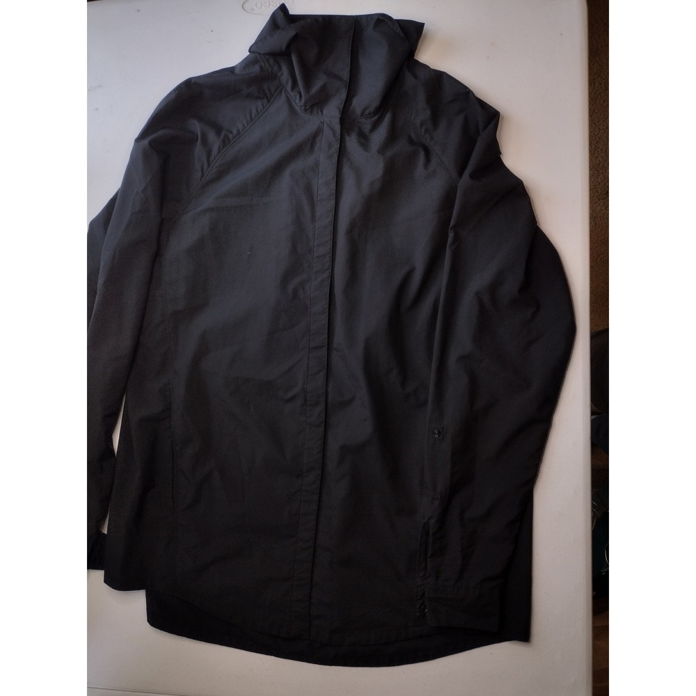 Nau Womens Black Recycled Polyester Funnel Neck Snap Front Windbreaker Jacket S